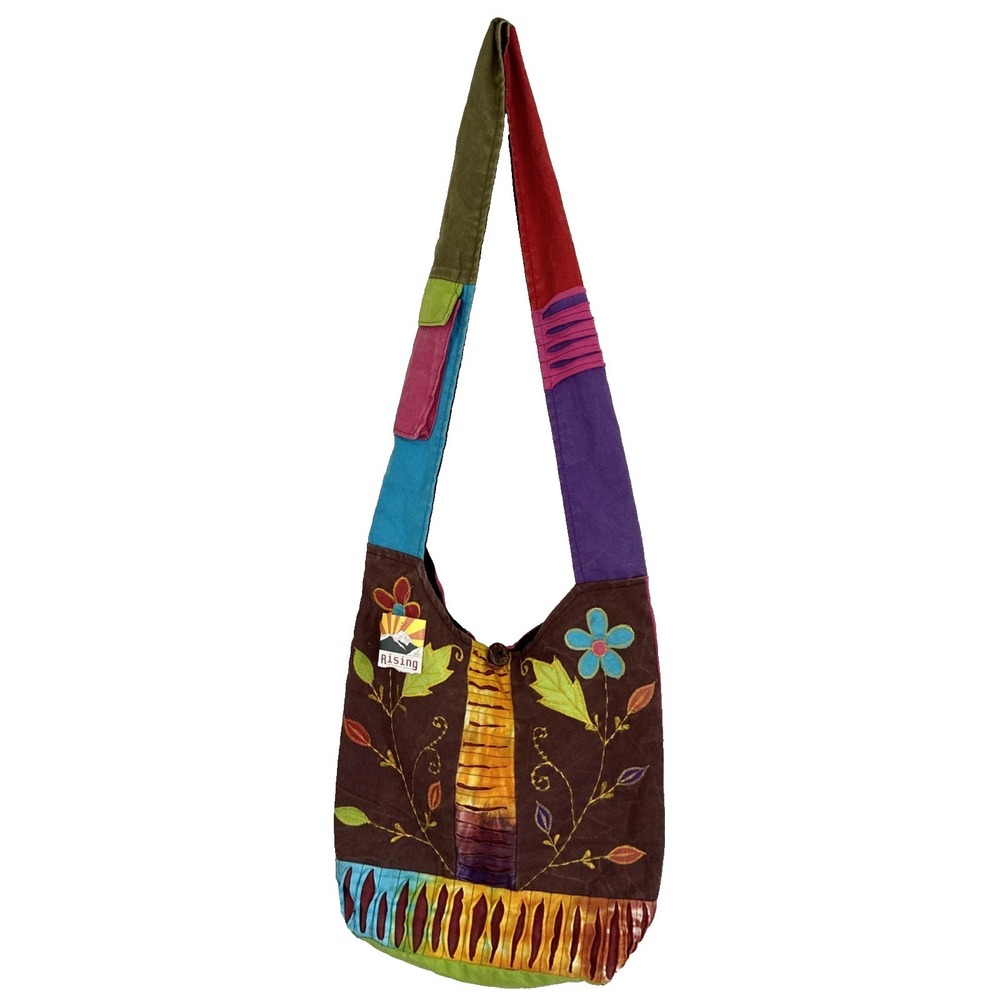 NWT‎ Rising International Shoulder Bag Multicolor Lightweight Flower Hippie Boho